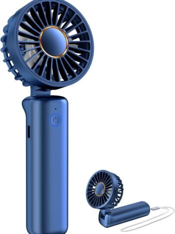 Portable Handheld Fan, Mini Desk Fan, Multi-Function Fan, 2000mAh Ultra-Long Battery Life, Ultra-Quiet, 3-Speed Adjustment(Blue)